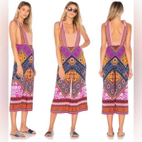 Free People Maritzah One-Piece Jumpsuit 🌺 Boho Patchwork Print | Size 4 | NWOT - Picture 1 of 9